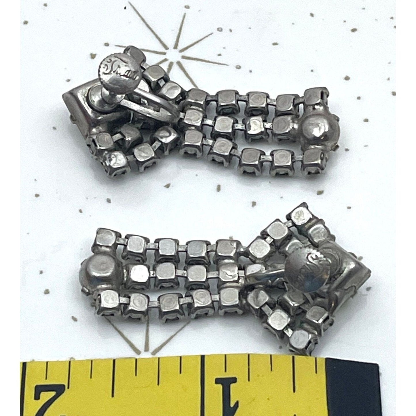Vintage 1960s earrings, rhinestones, screw back, Triad