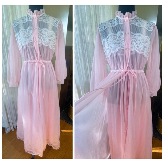 Vintage 1970s peignoir set, negligee and peignoir, bridal set, Kaymar Lingerie
