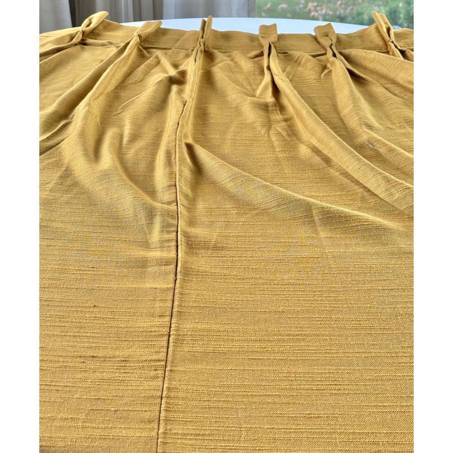 Vintage 60s pleated curtain, golden yellow light filtering panel
