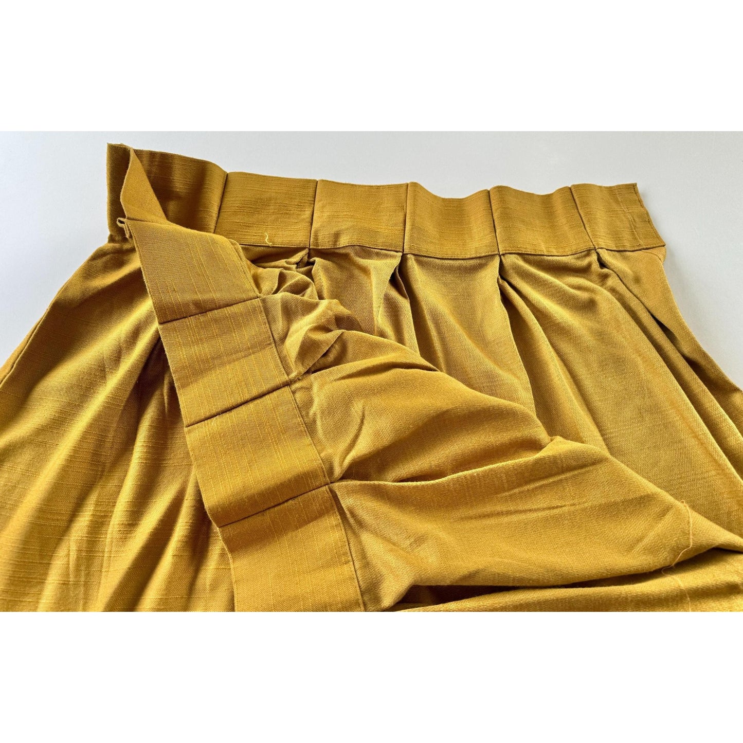 Vintage 60s pleated curtain, golden yellow light filtering panel