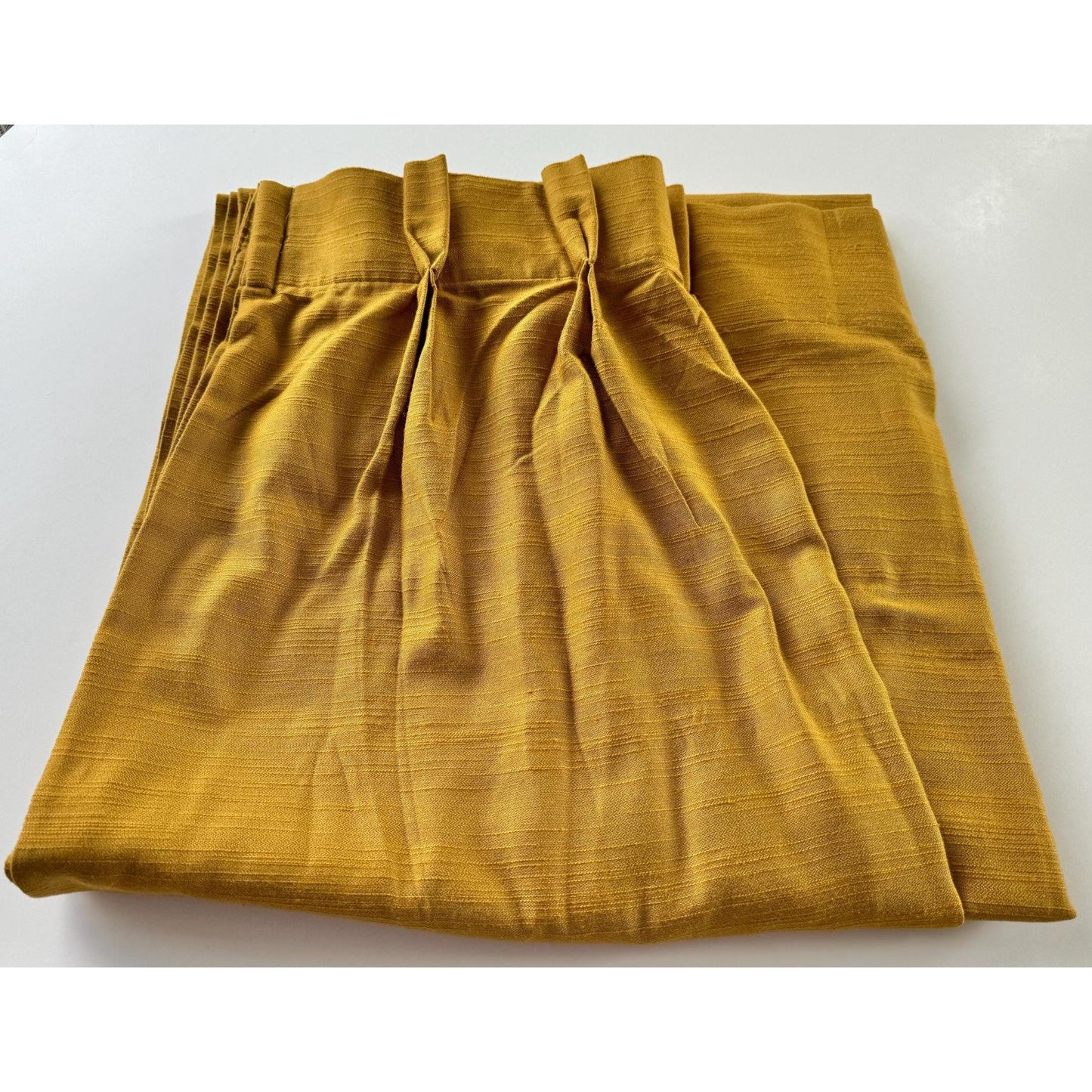 Vintage 60s pleated curtain, golden yellow light filtering panel