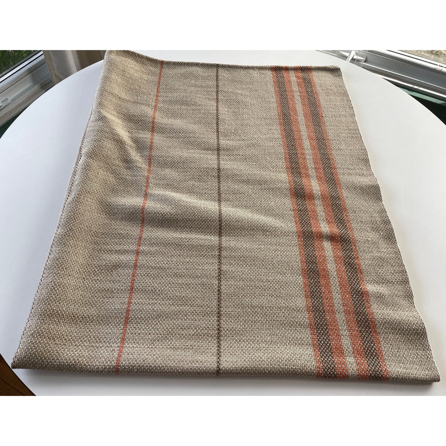 Vintage 80s tablecloth, beige brown and orange, rectangular