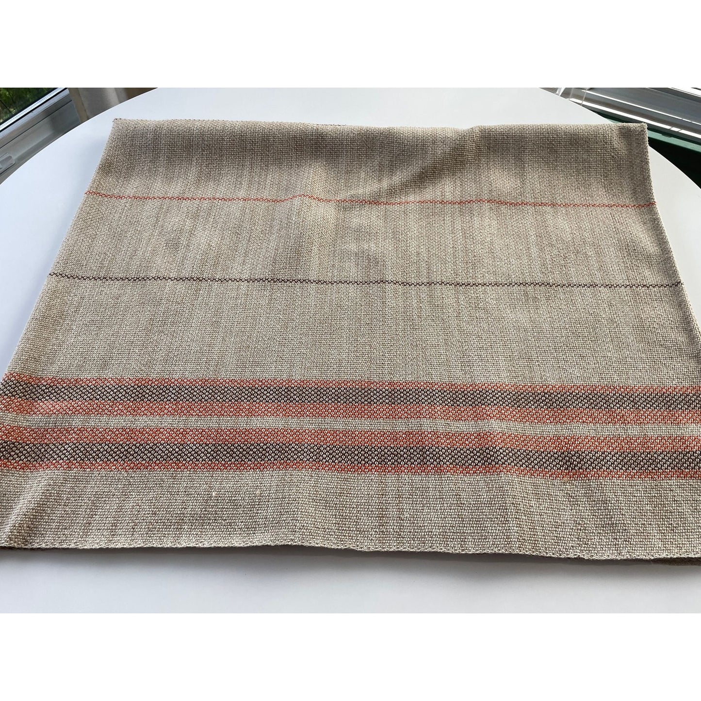 Vintage 80s tablecloth, beige brown and orange, rectangular
