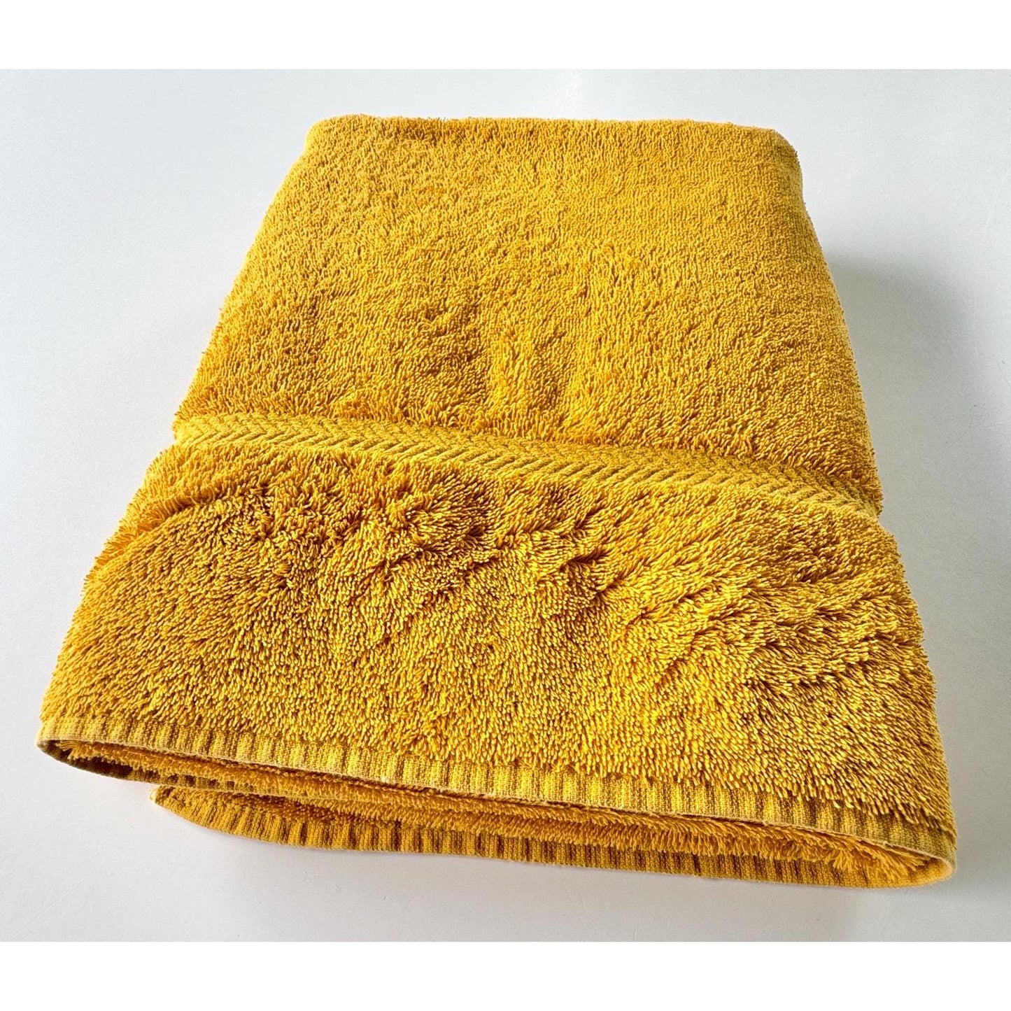 Vintage 1970s towel, terrycloth bath sheet, golden yellow, Martex Luxor