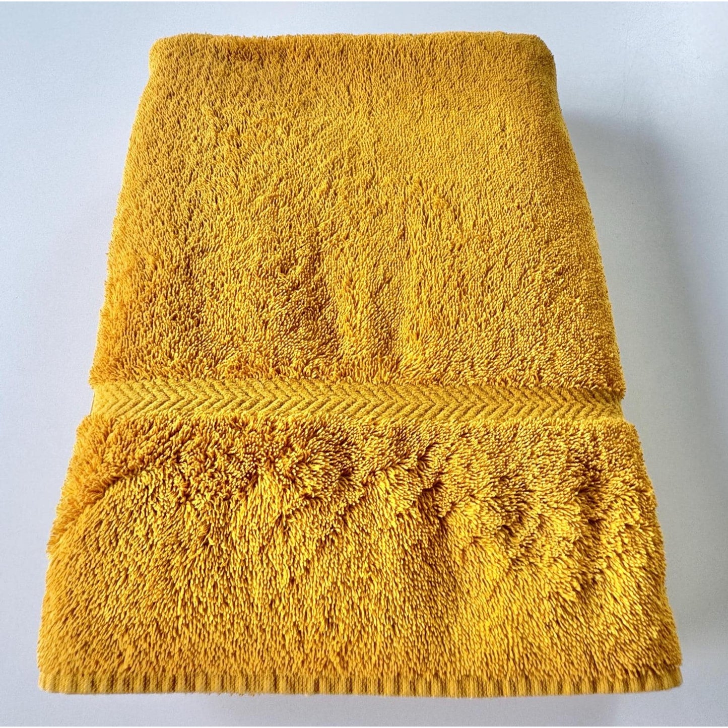 Vintage 1970s towel, terrycloth bath sheet, golden yellow, Martex Luxor