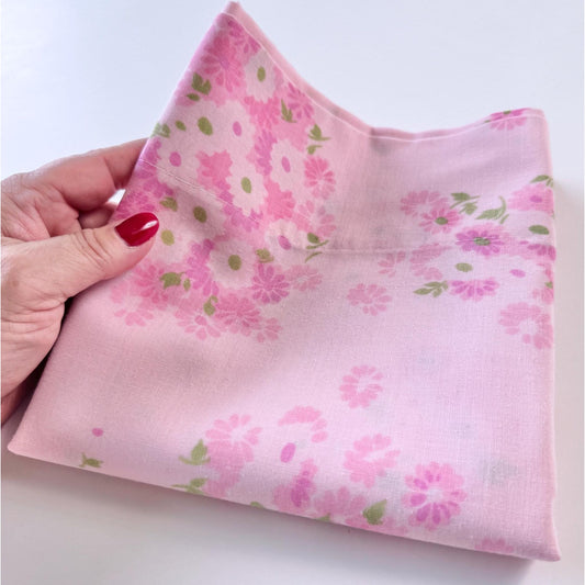 Vintage 70s pillowcase, pink floral, Pacific Mills