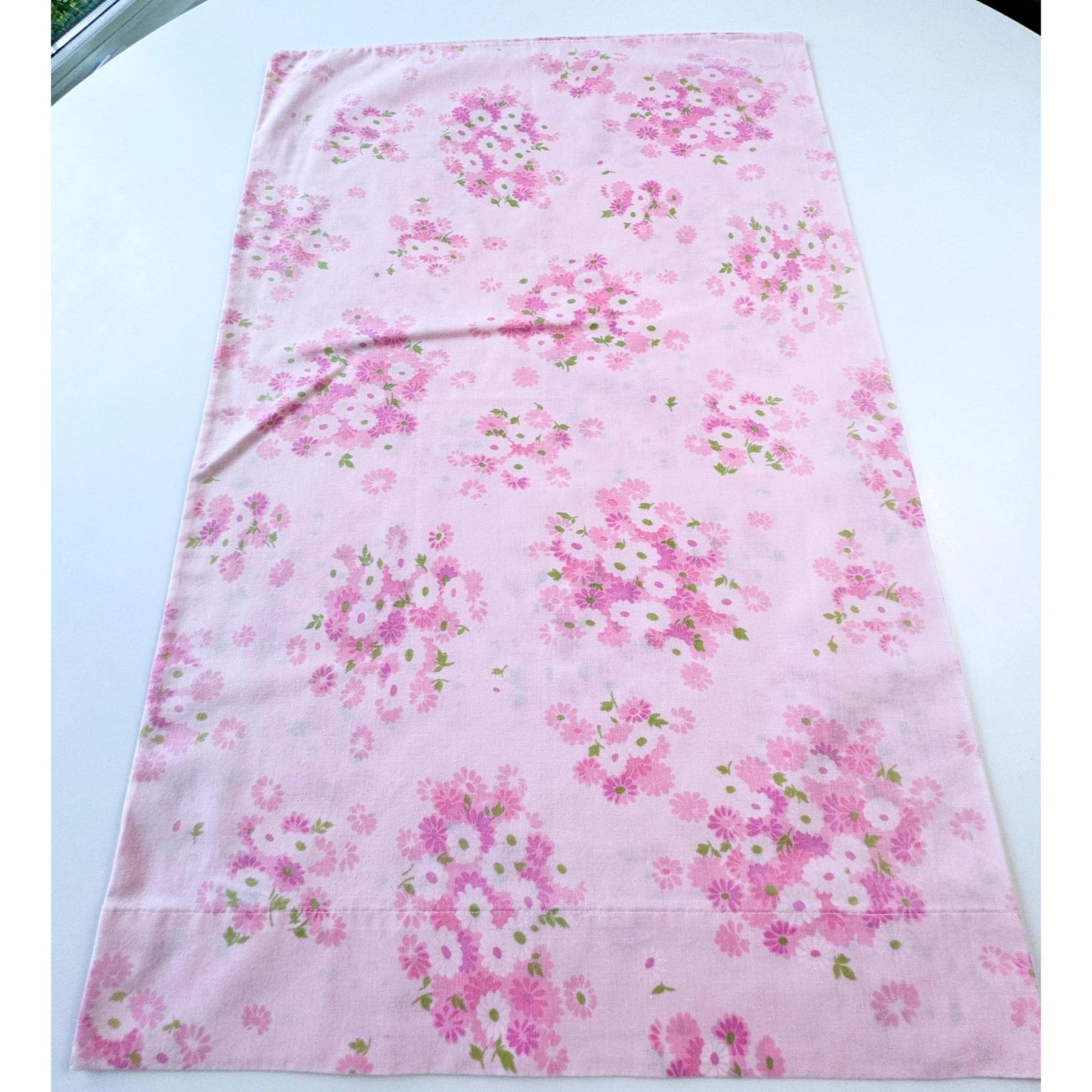 Vintage 70s pillowcase, pink floral, Pacific Mills