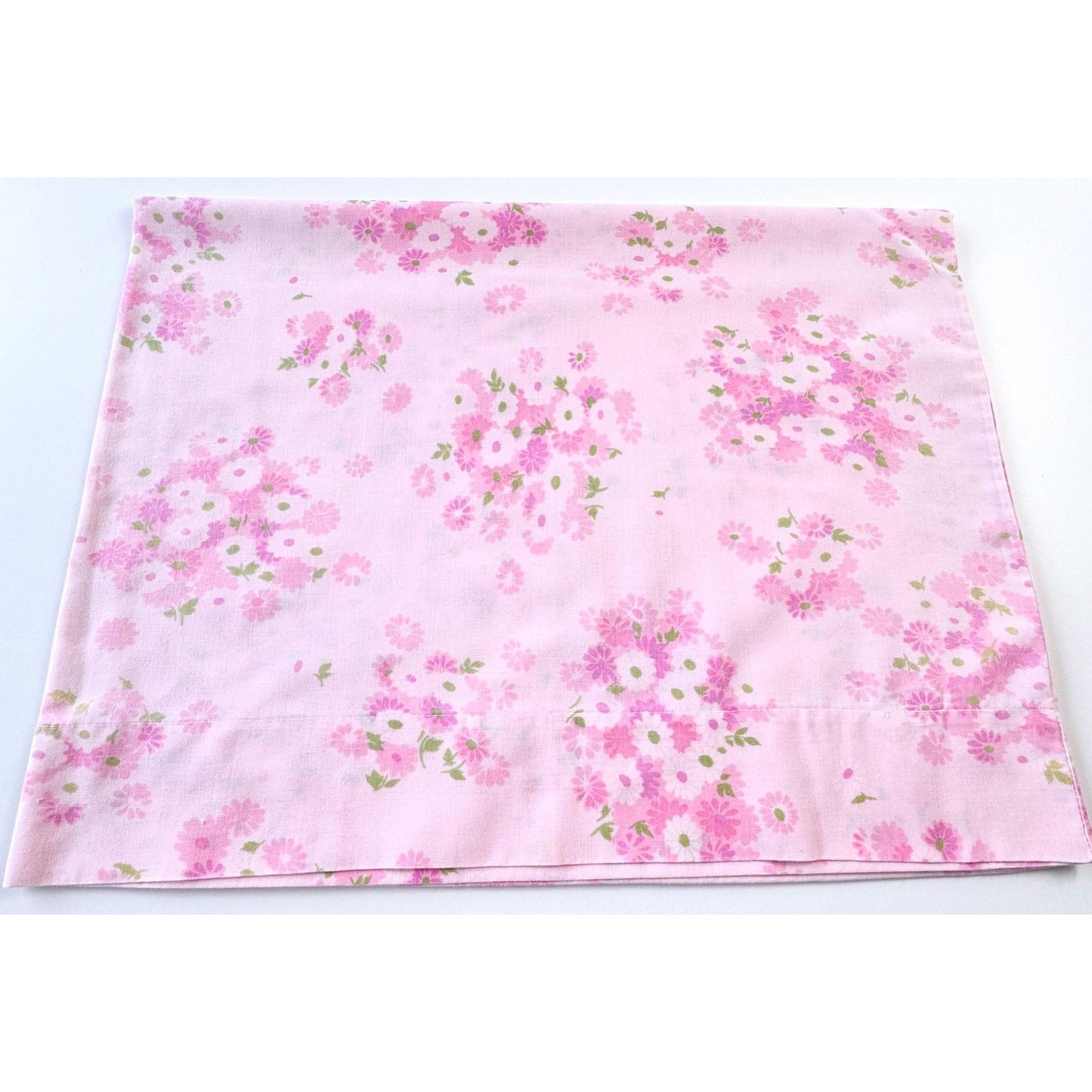 Vintage 70s pillowcase, pink floral, Pacific Mills