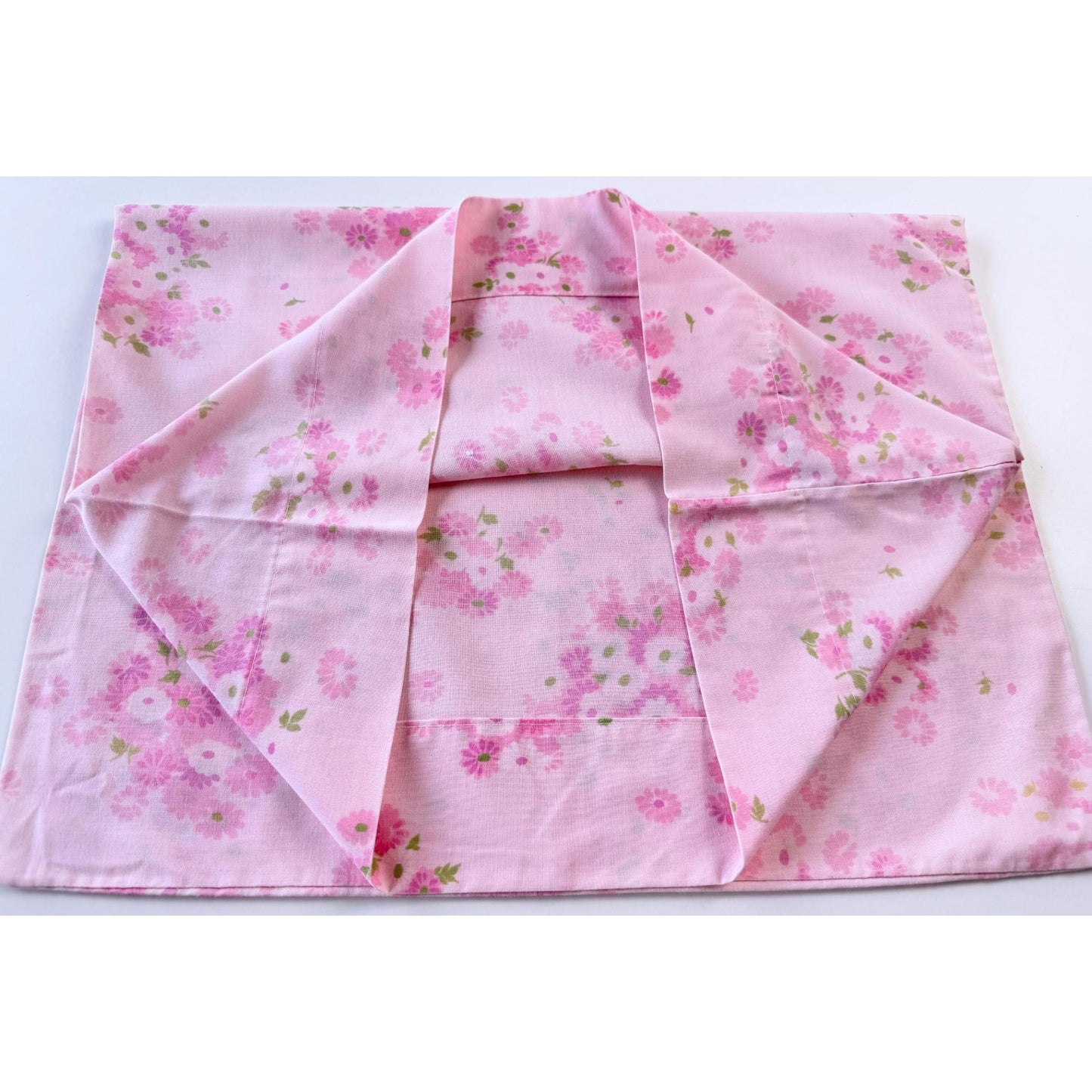 Vintage 70s pillowcase, pink floral, Pacific Mills