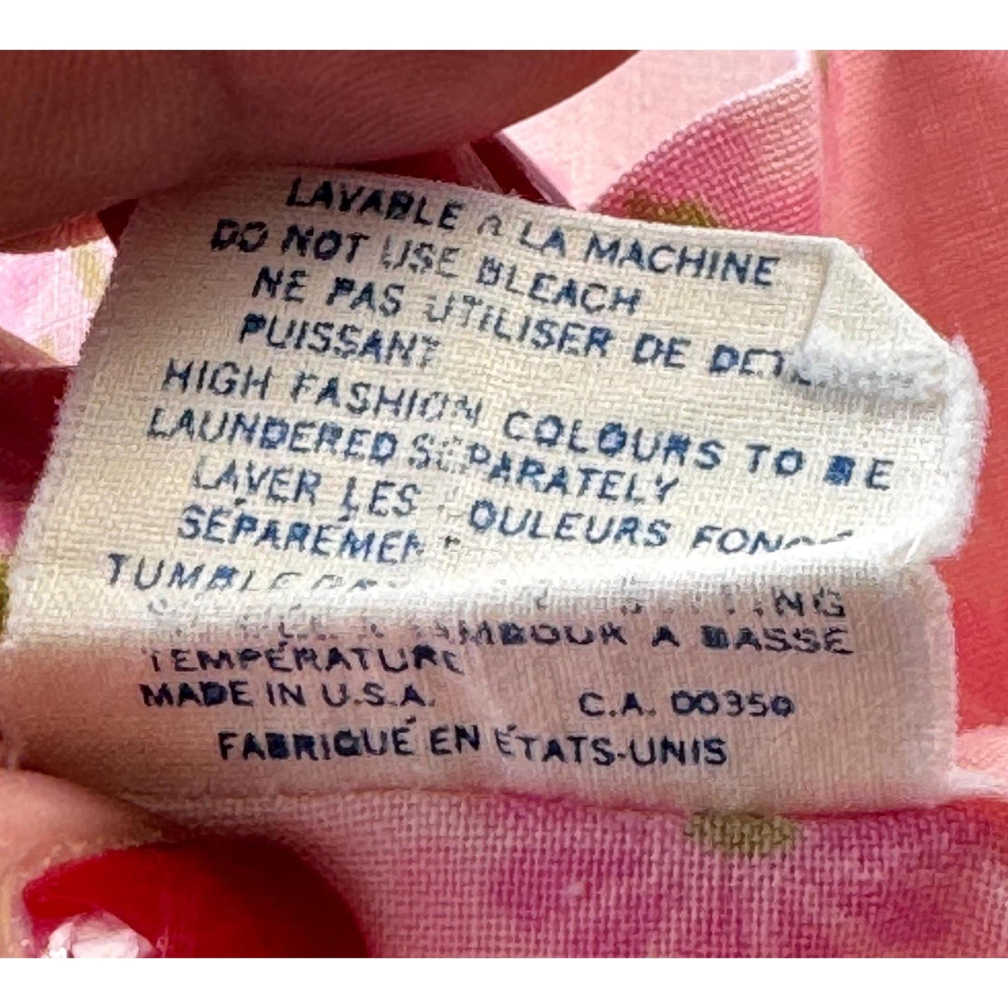 Vintage 70s pillowcase, pink floral, Pacific Mills