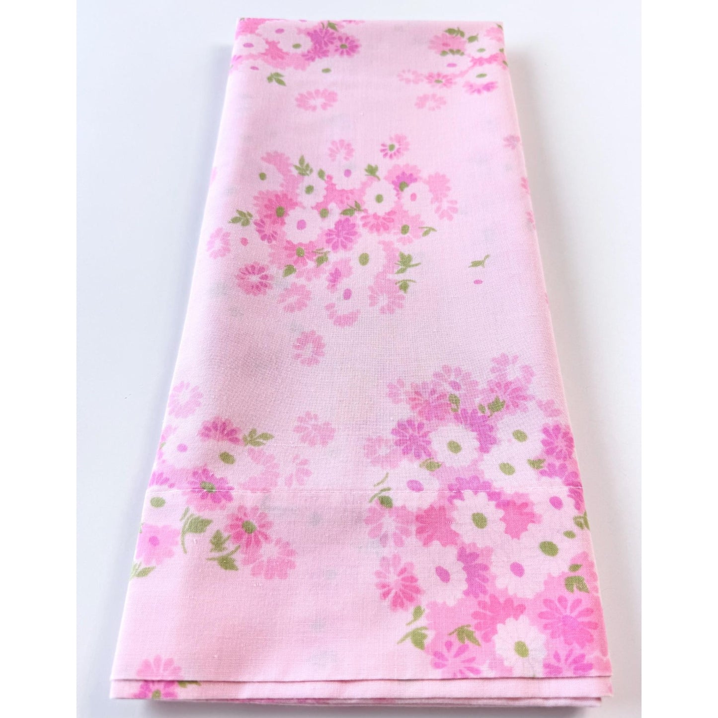 Vintage 70s pillowcase, pink floral, Pacific Mills