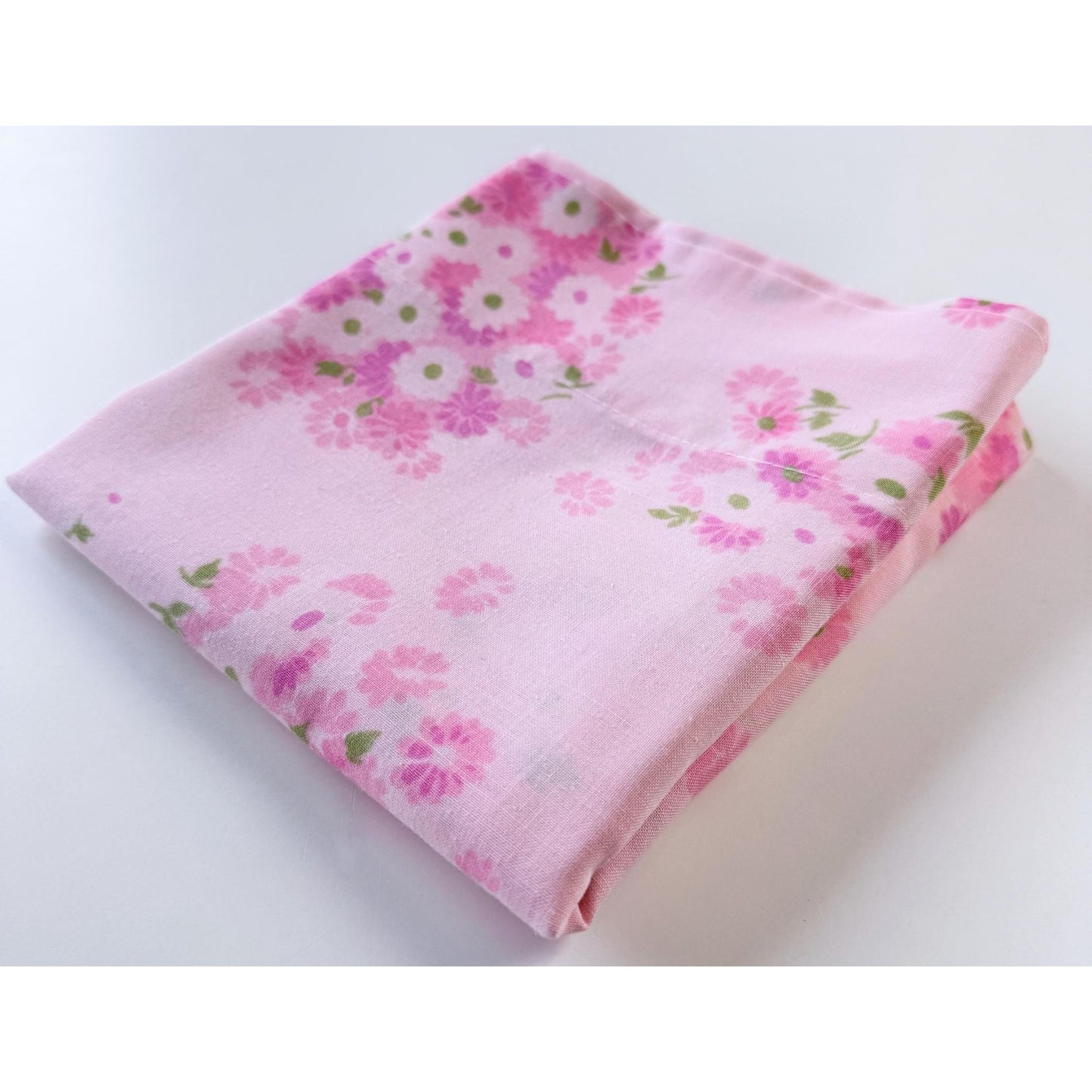 Vintage 70s pillowcase, pink floral, Pacific Mills