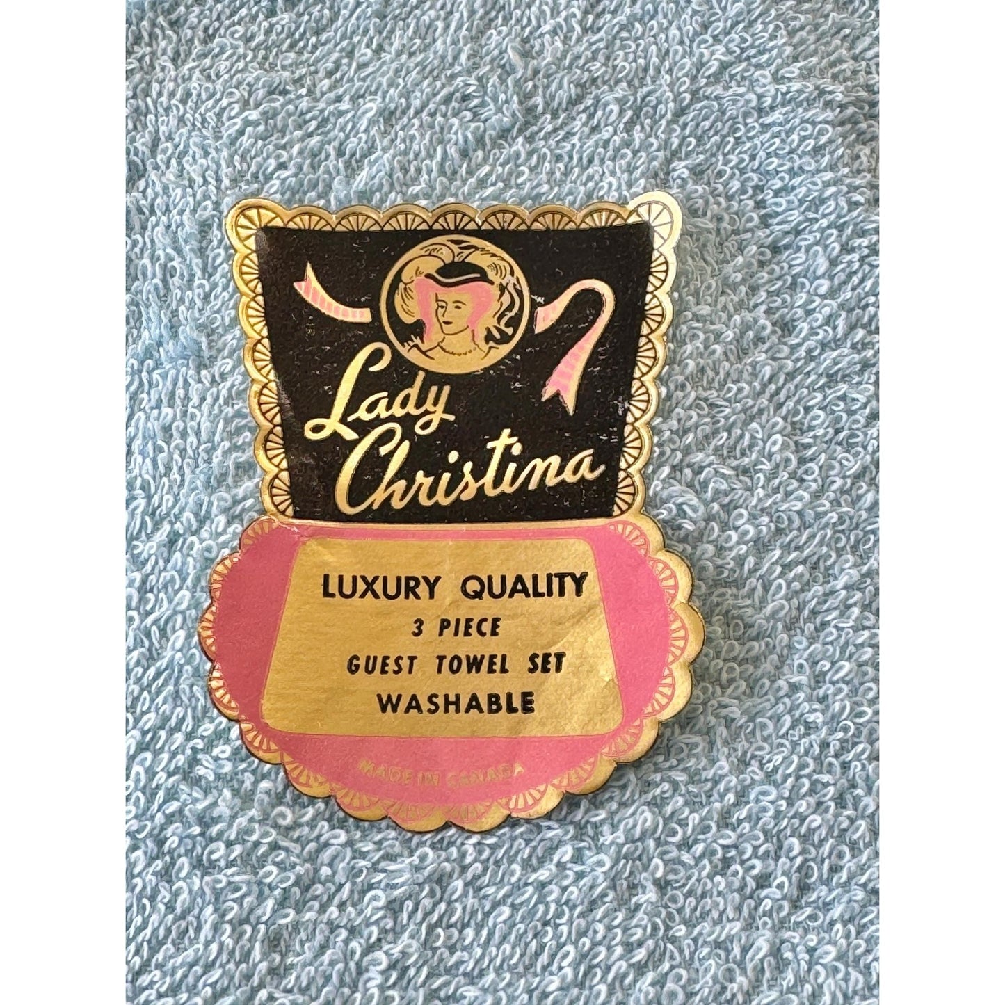 Vintage 50s hand/face towels, new with original sticker, Poodle with bow, set of 2