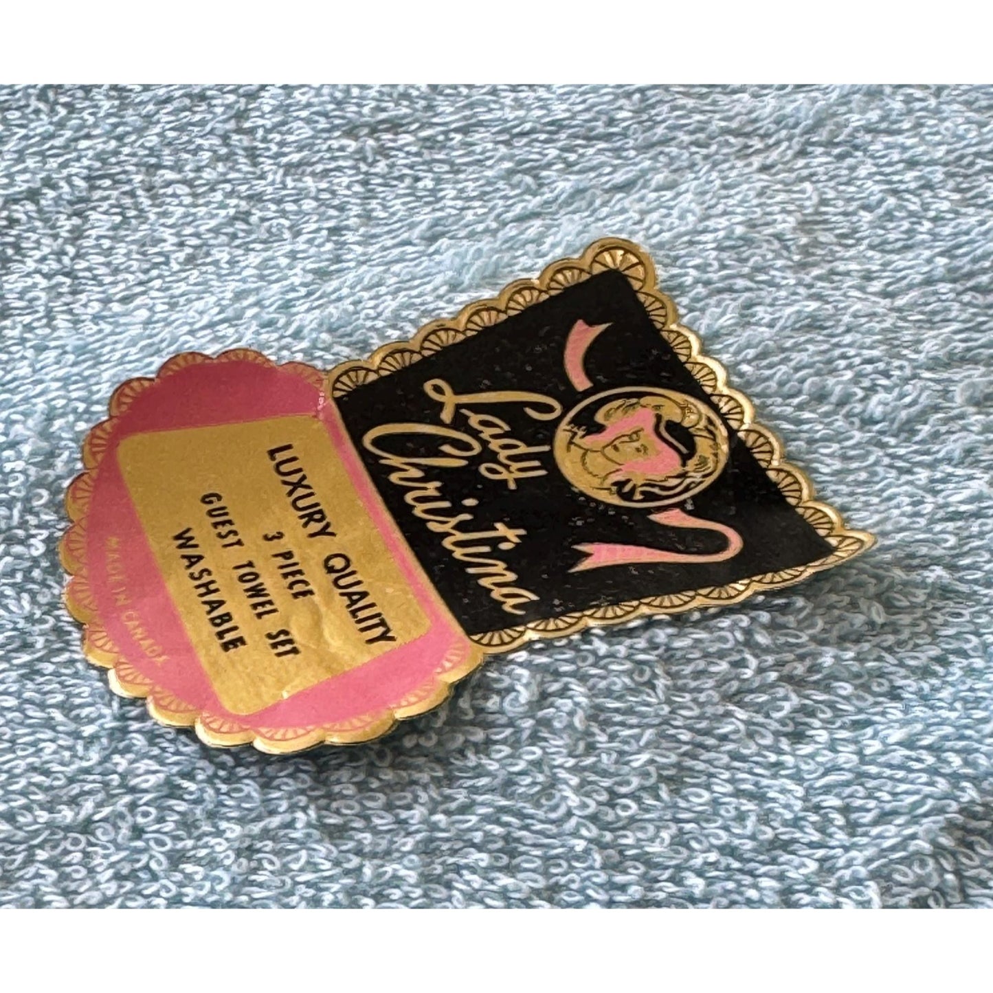 Vintage 50s hand/face towels, new with original sticker, Poodle with bow, set of 2