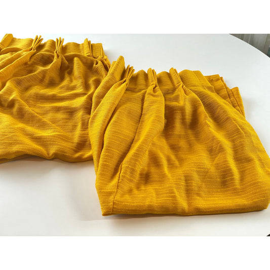Vintage 60s pleated curtain, golden yellow, per panel