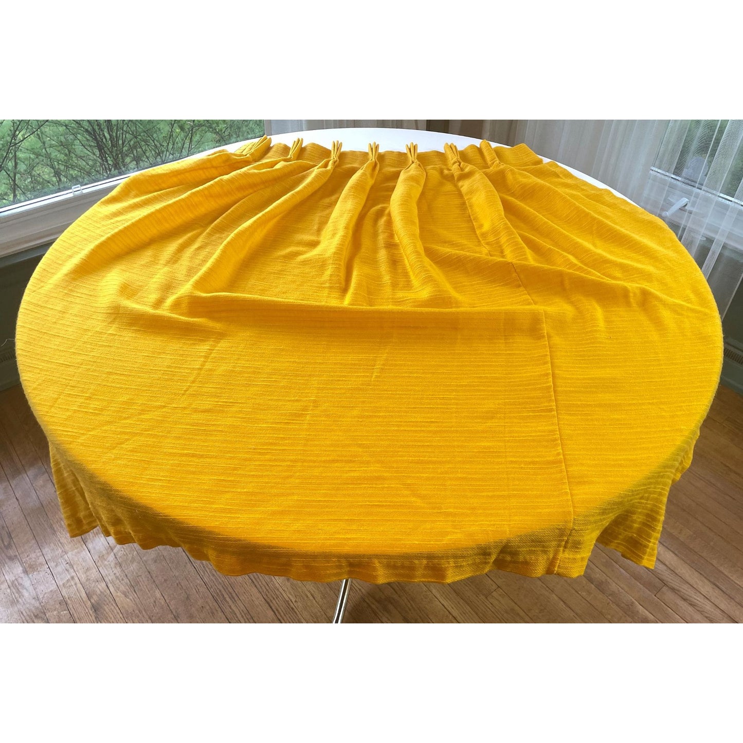 Vintage 60s pleated curtain, golden yellow, per panel