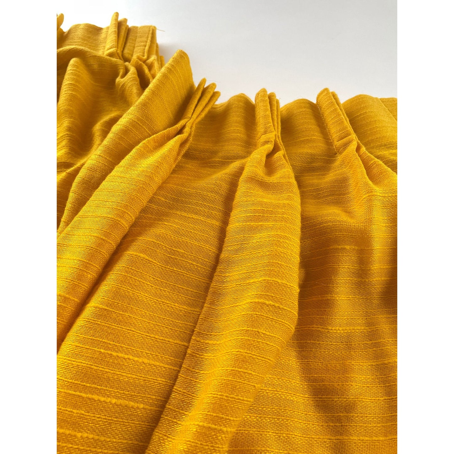 Vintage 60s pleated curtain, golden yellow, per panel
