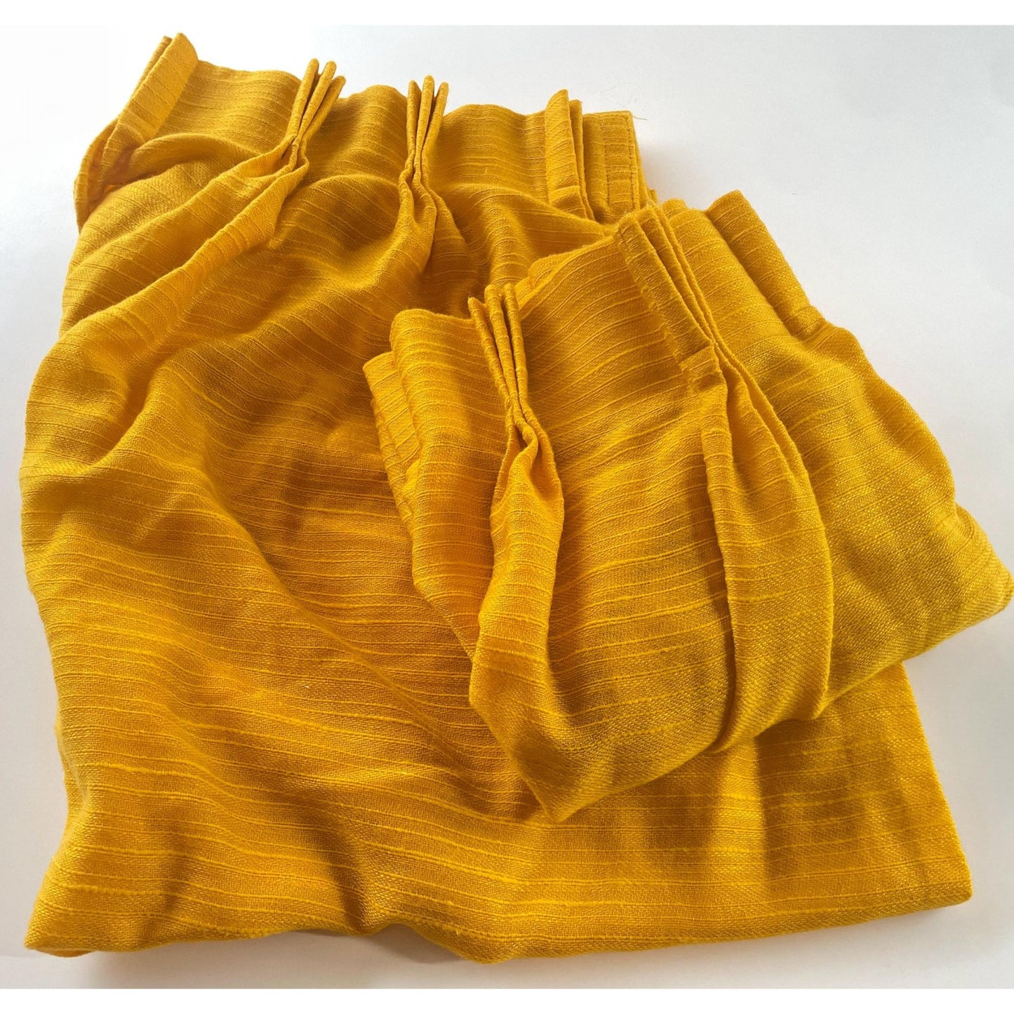 Vintage 60s pleated curtain, golden yellow, per panel