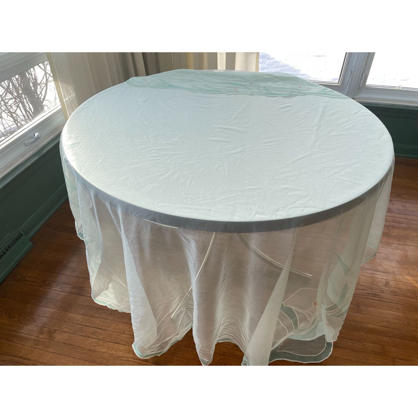 Vintage 80s shower curtain, mint green