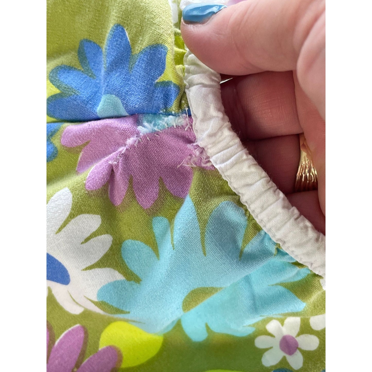 Vintage 70s fitted sheet, Wabasso, twin size bed