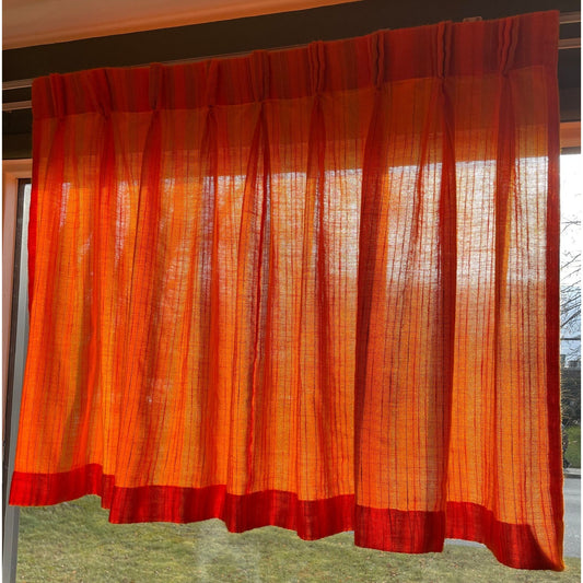 Vintage 70s pleated orange curtain