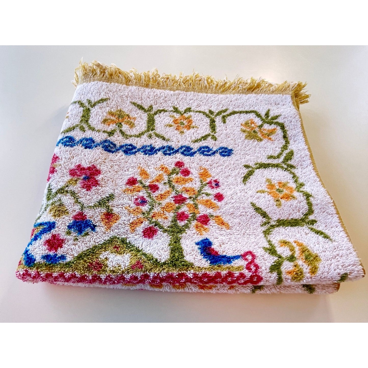 Vintage bath towel, alphabet in multiple colors, Fieldcrest