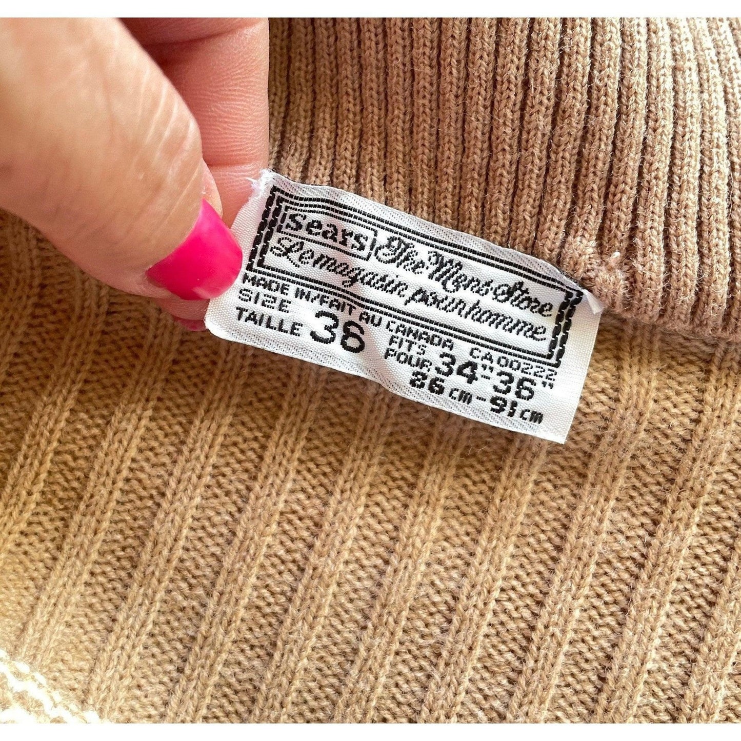 Vintage 80s knitted zipped jacket, unisex cardigan, Sears