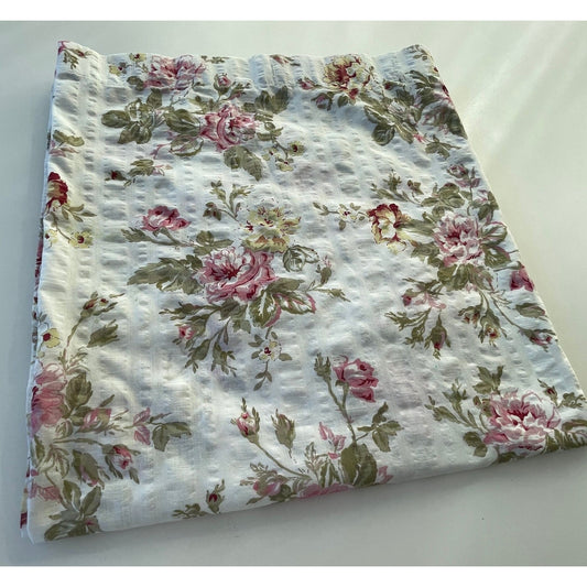 Vintage 90s pink floral fabric shower curtain