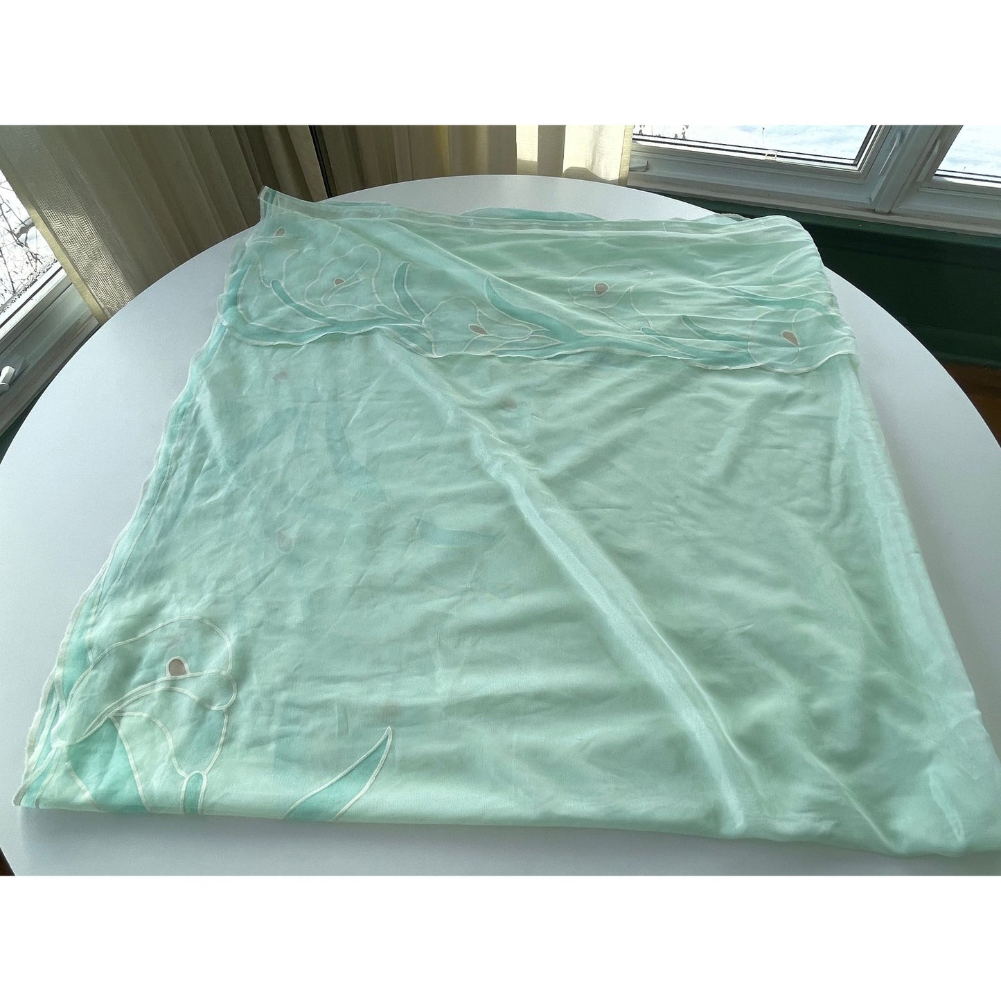 Vintage 80s shower curtain, mint green