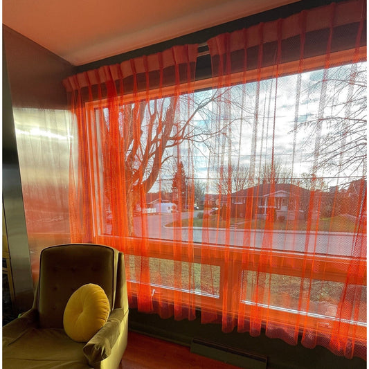 Vintage 70s orange mesh curtain