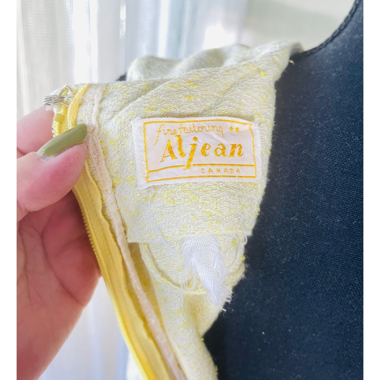 Vintage dress, 1940s buttery yellow, AlJean made in Canada