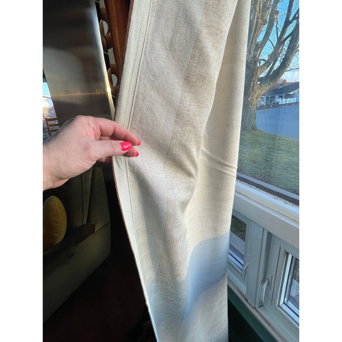 Vintage 60s brown orange geometric curtain panel
