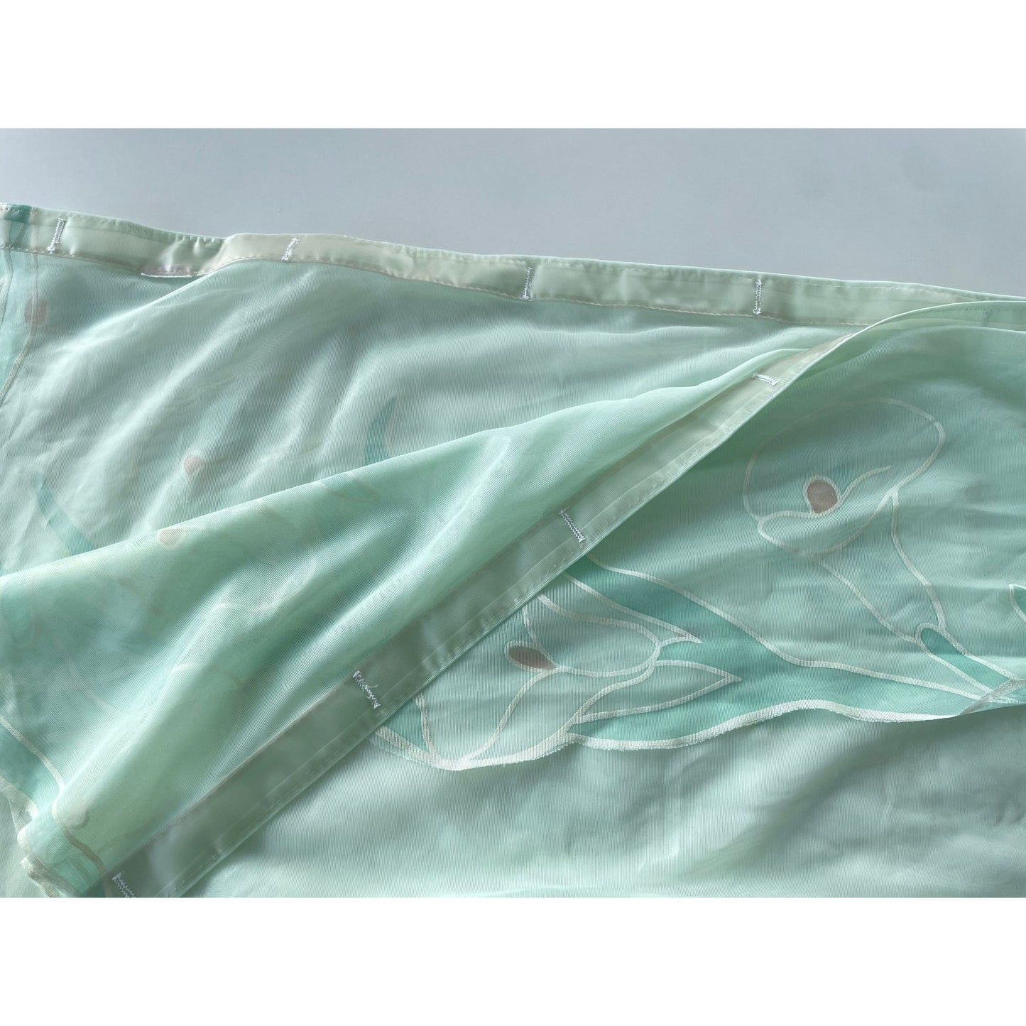 Vintage 80s shower curtain, mint green