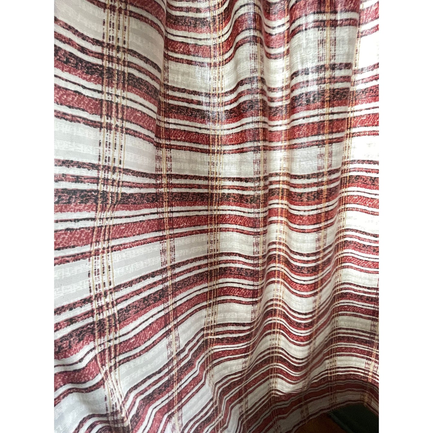 Vintage 70s pleated curtain, choice between red/white or green/white stripes