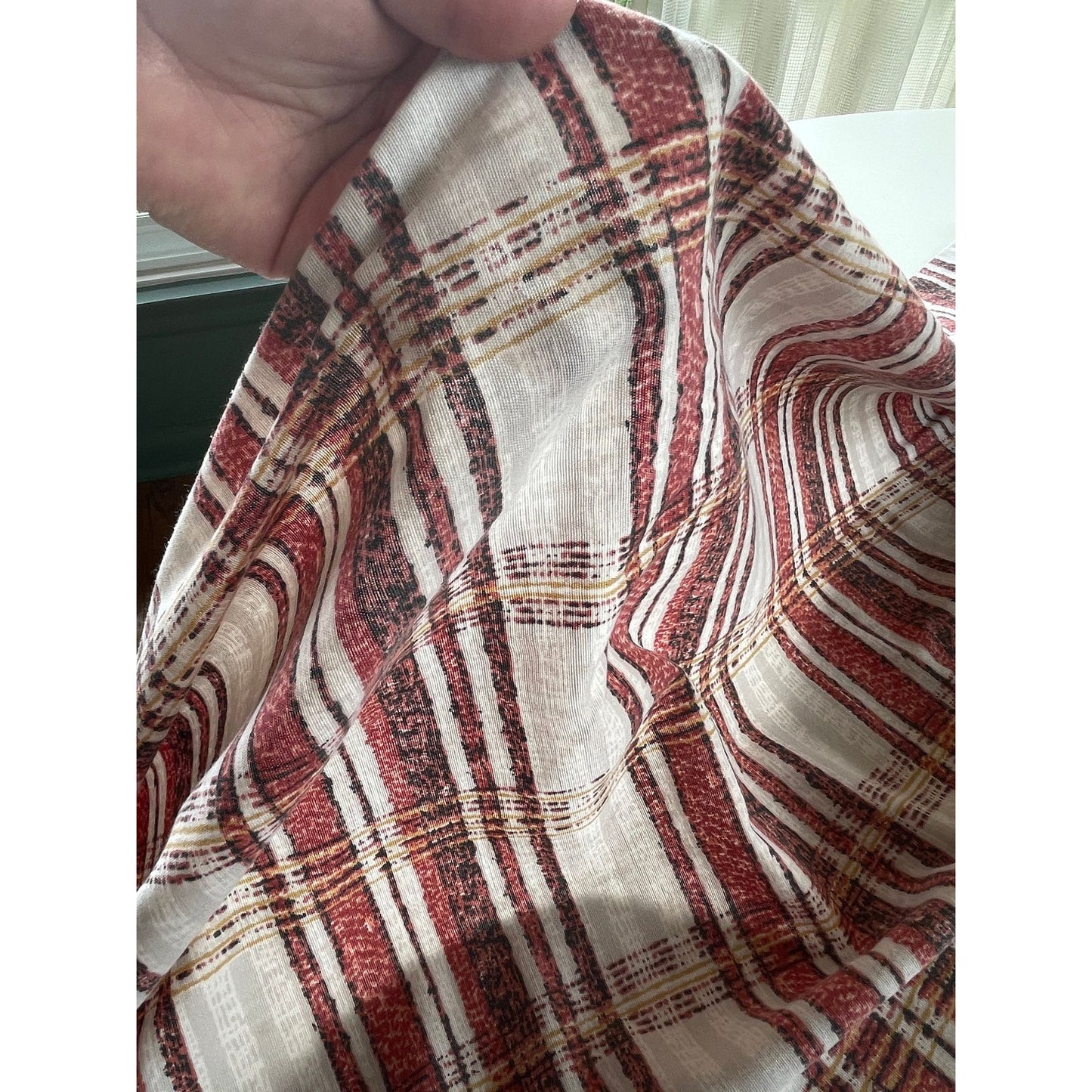 Vintage 70s pleated curtain, choice between red/white or green/white stripes