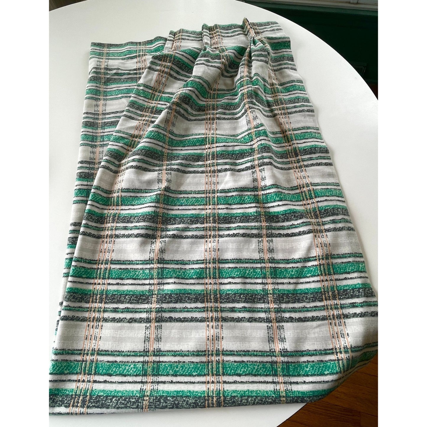 Vintage 70s pleated curtain, choice between red/white or green/white stripes