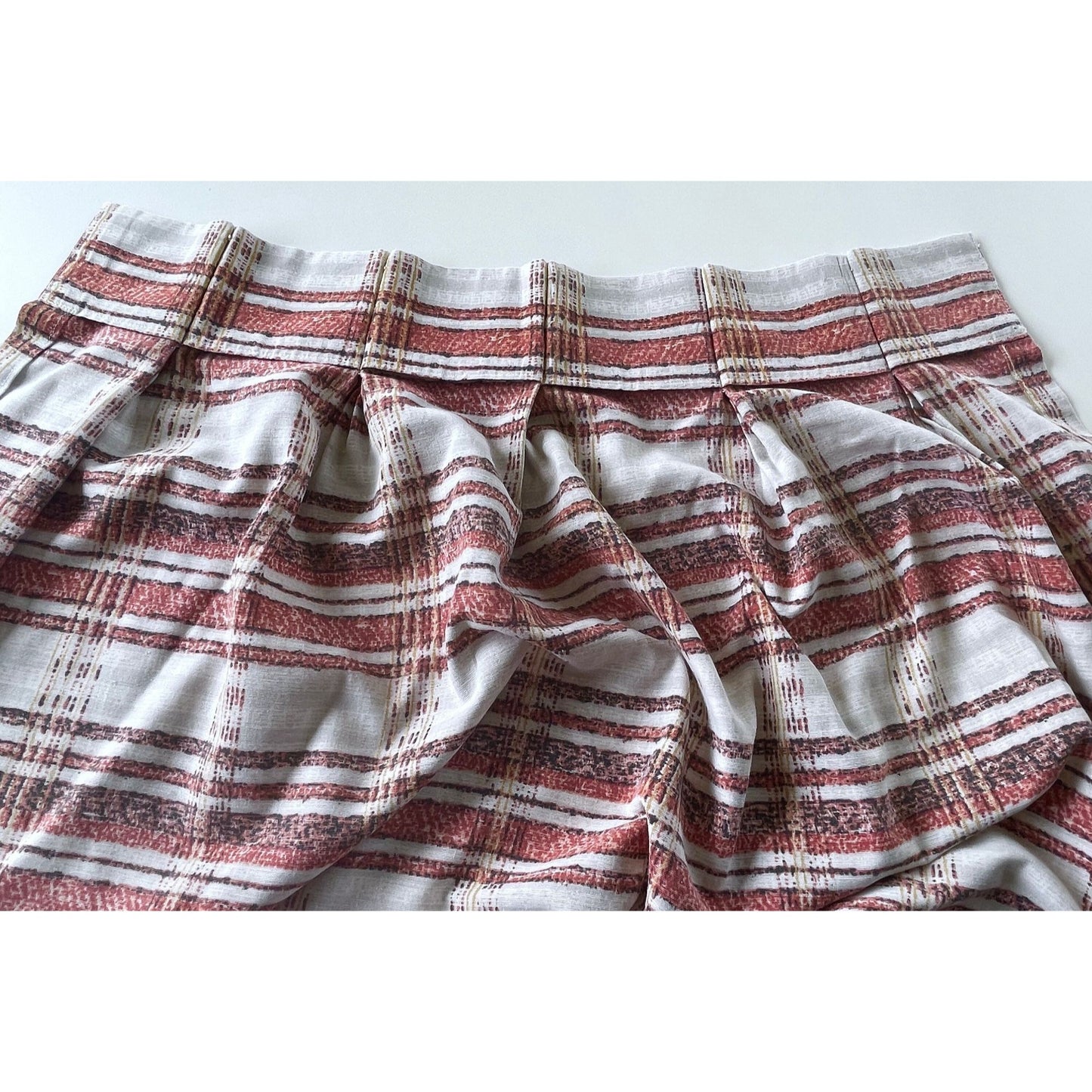Vintage 70s pleated curtain, choice between red/white or green/white stripes