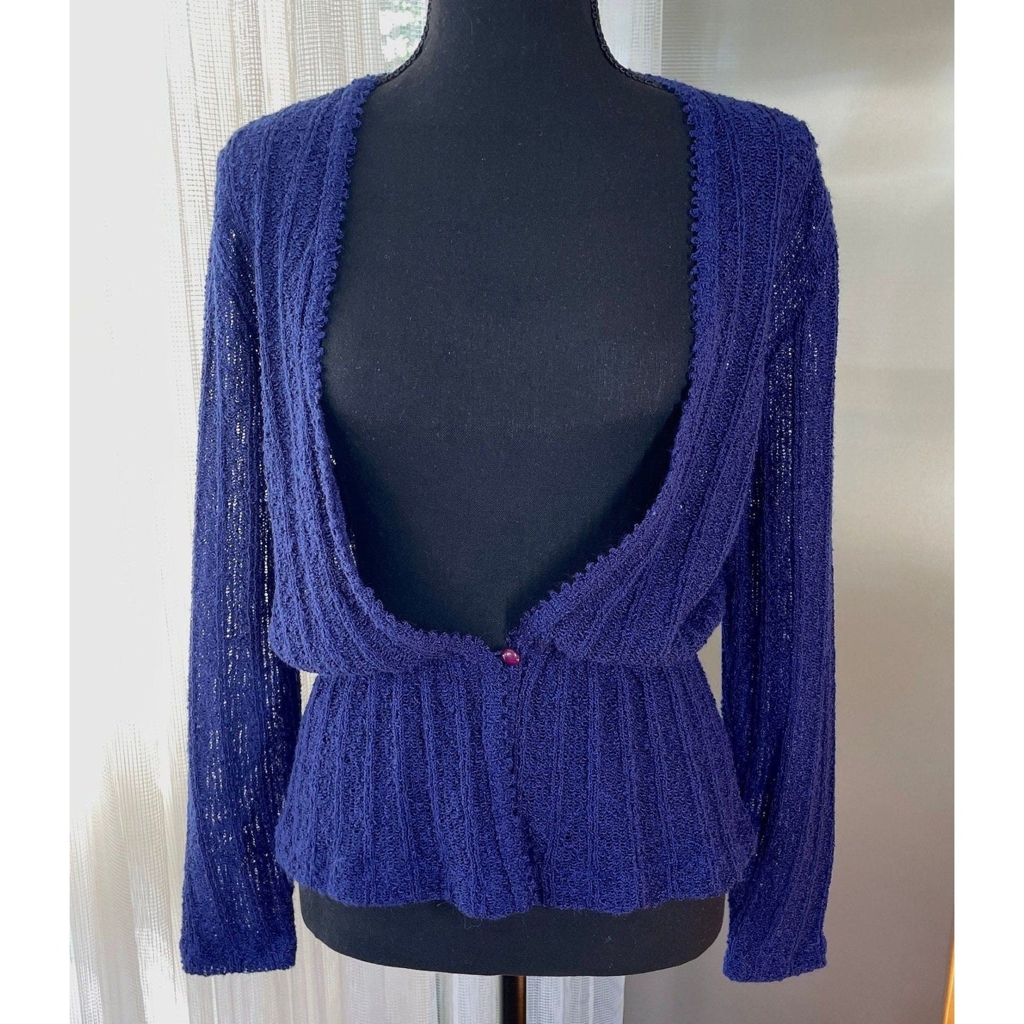 Vintage 1960s cardigan, indigo blue/purple, long sleeves