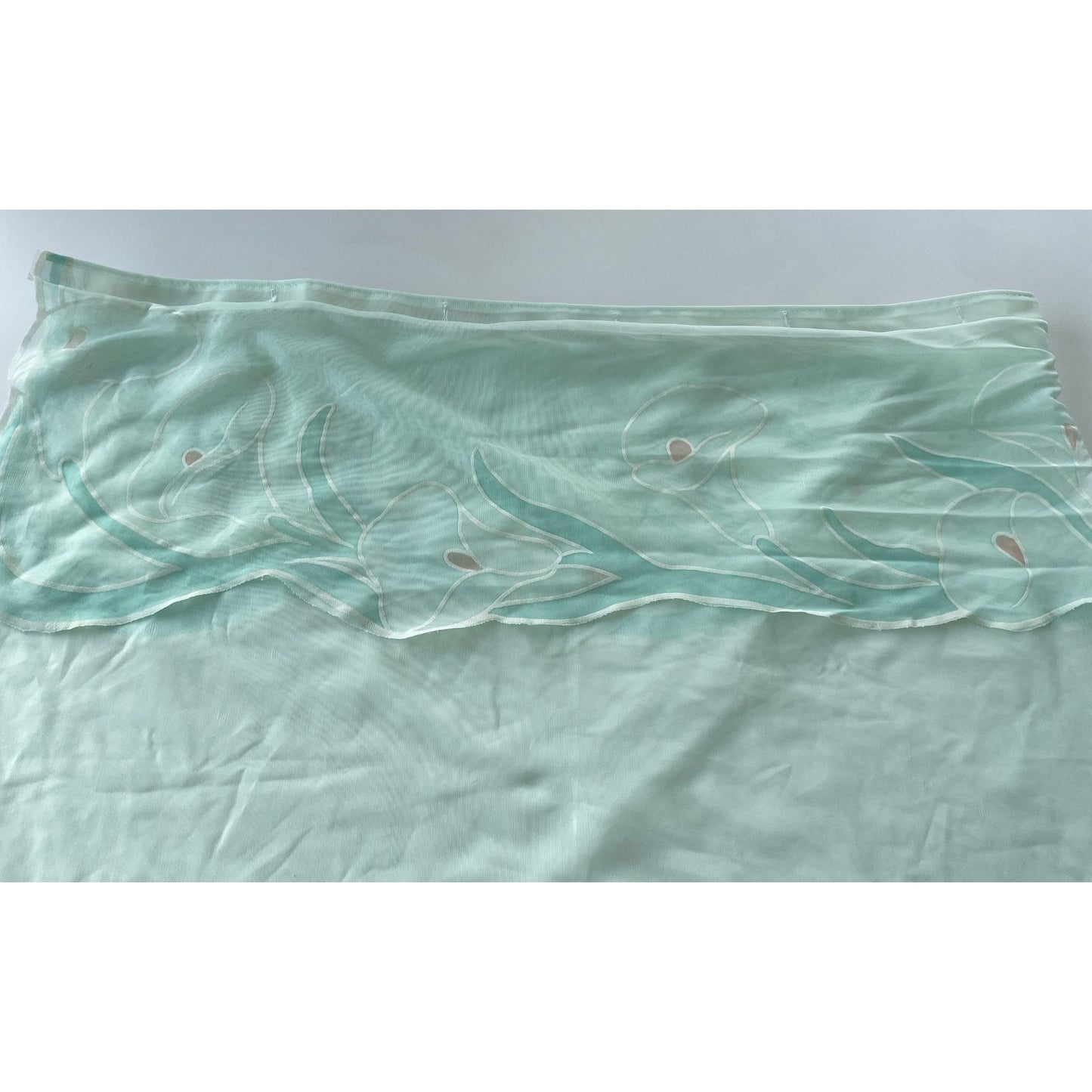 Vintage 80s shower curtain, mint green