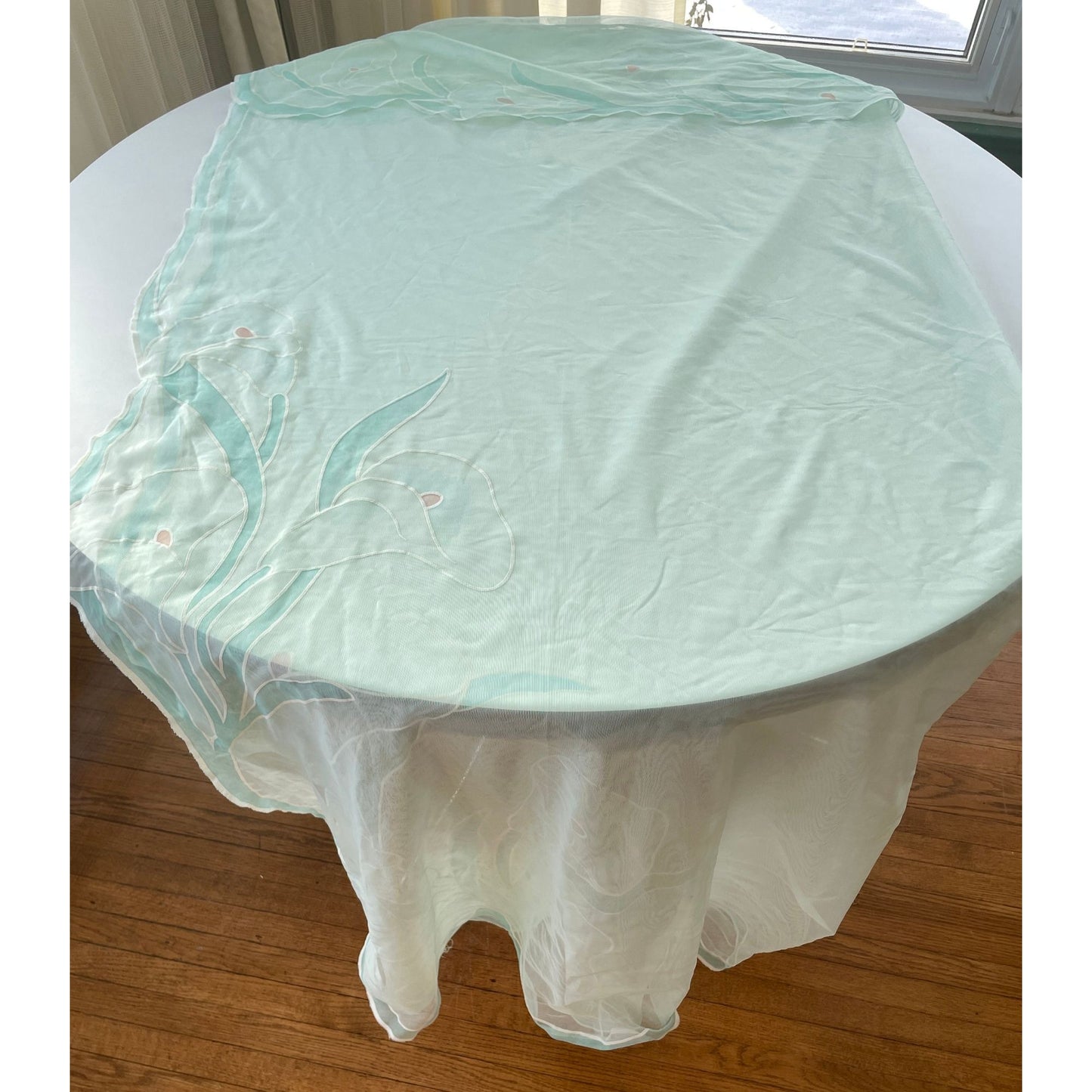 Vintage 80s shower curtain, mint green