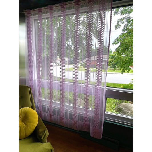 Vintage 80s purple net mesh curtain