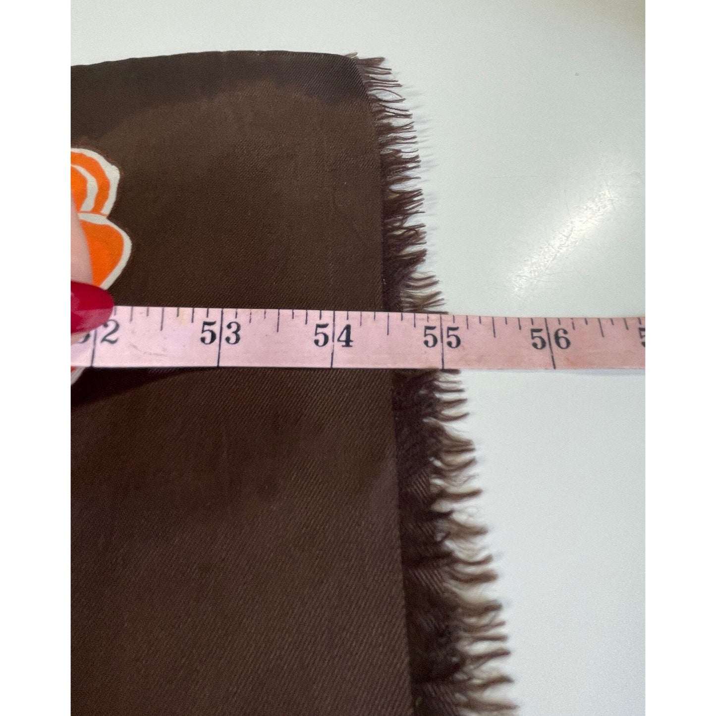 Vintage 70s long skinny scarf, orange, yellow white and brown