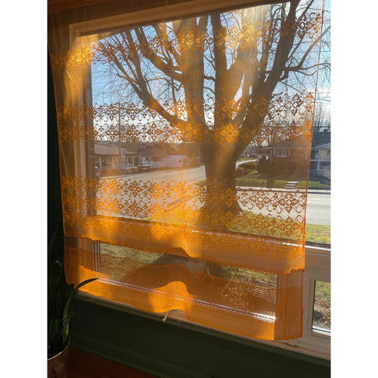 Vintage 70s orange mesh curtain