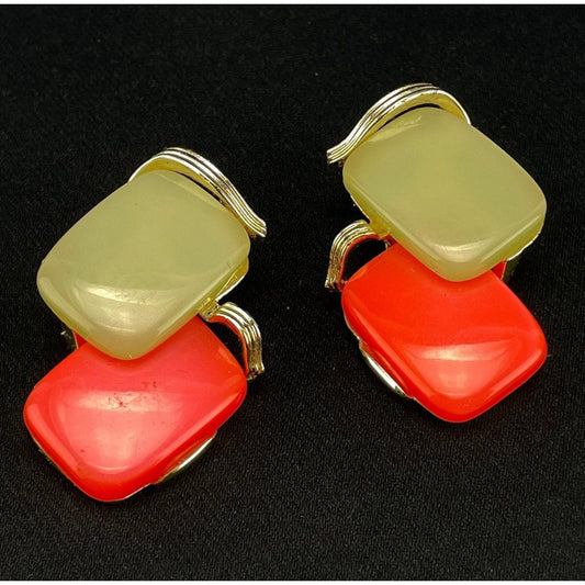 Vintage 60s Moonglow clip on earrings, Lisner