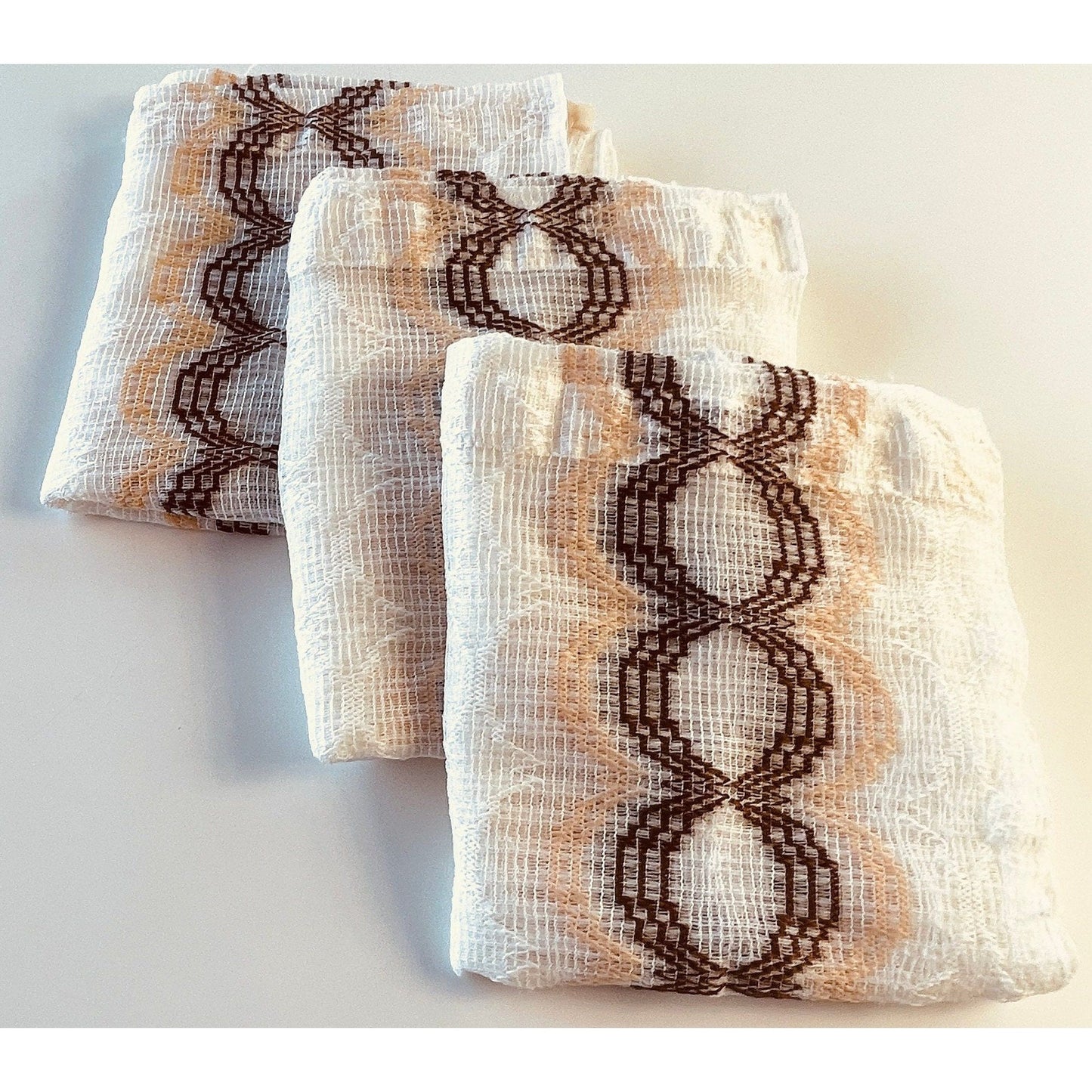 Vintage 70s curtain, beige, tan and brown groovy pattern, mesh panel