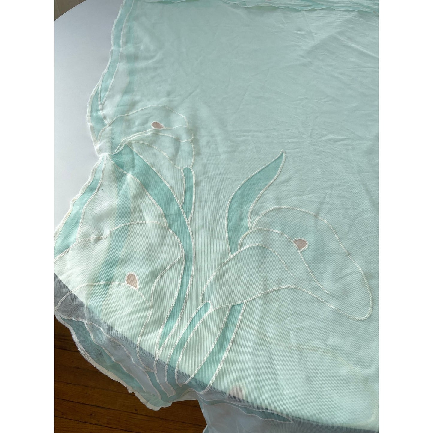 Vintage 80s shower curtain, mint green