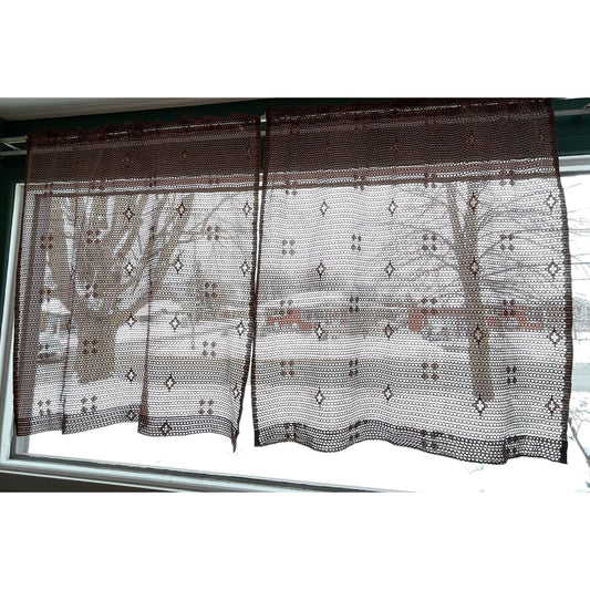 Vintage 70s net woven brown curtain
