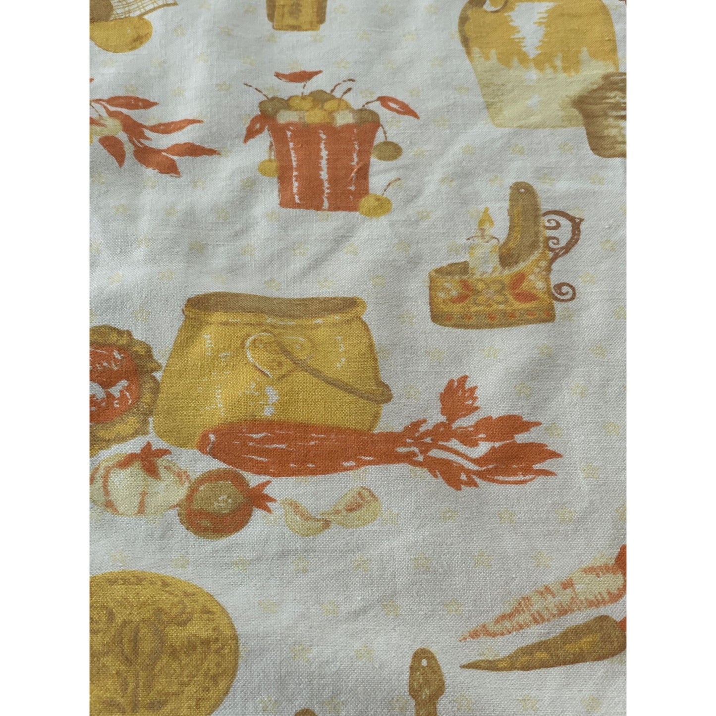 Vintage 70s curtain, orange kitchen appliances