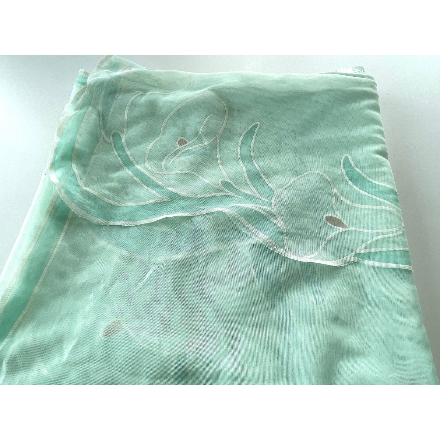 Vintage 80s shower curtain, mint green