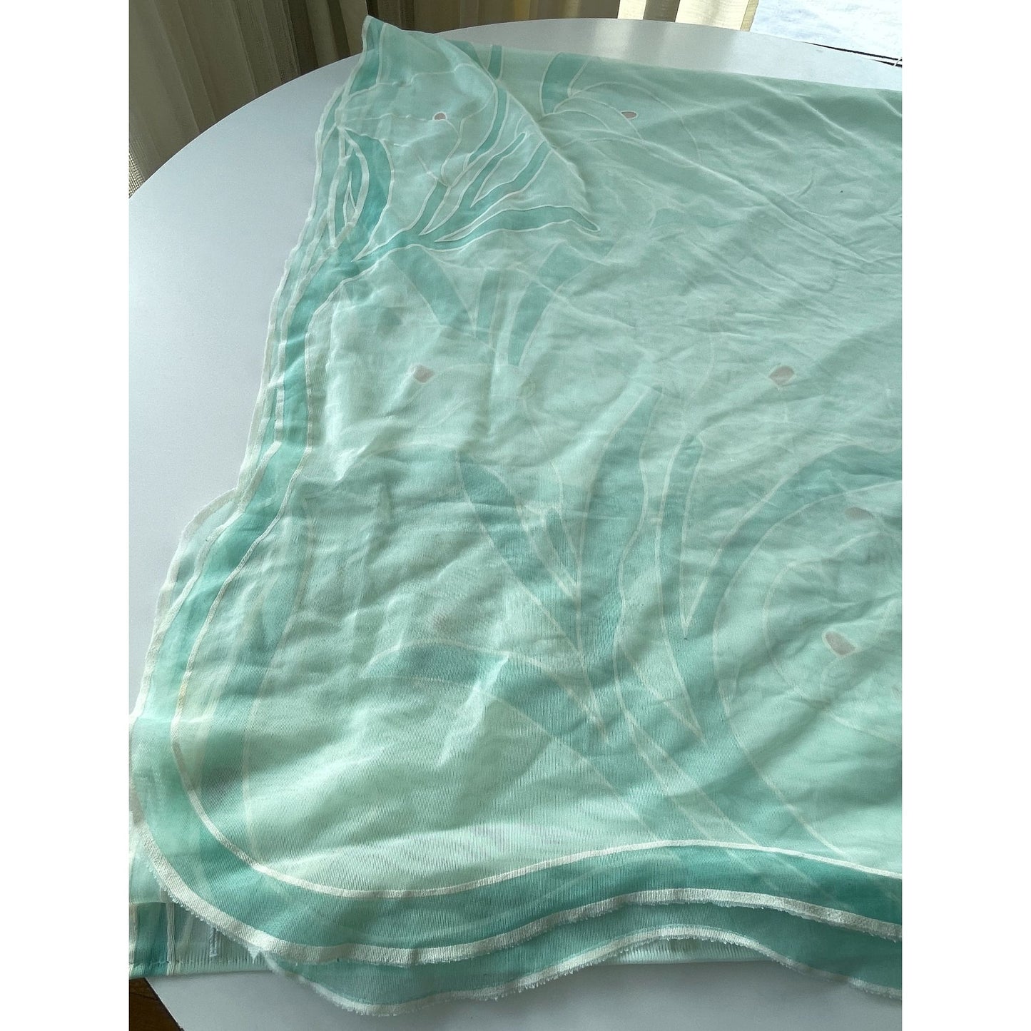 Vintage 80s shower curtain, mint green